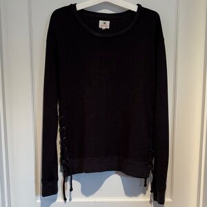 Sundry side lace up French terry crewneck sweatshirt